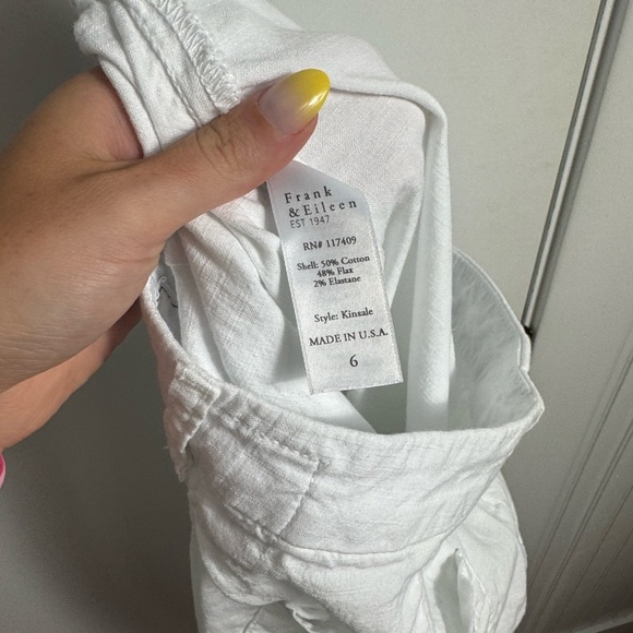 Frank & Eileen Kinsale The Trouser Italian Performance Linen White Size 6 - Picture 7 of 13
